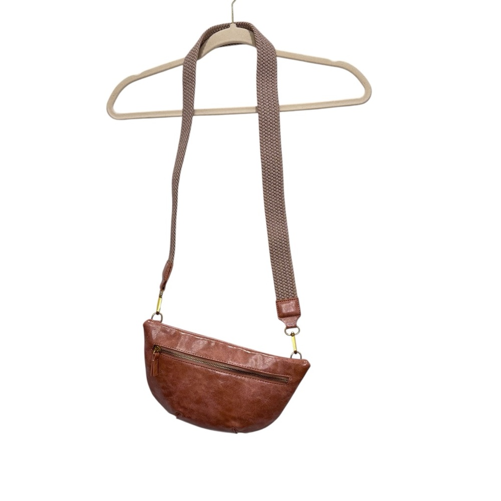 NWOT Anthropologie Ada Vegan Leather Crossbody Belt Convertible Bag Brown/Blush - Picture 3 of 12